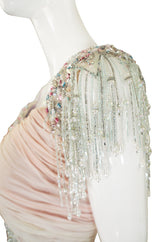 1970s Bob Mackie Pastel & Beaded Silk Gown