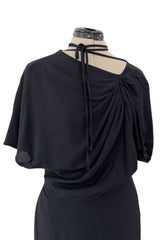 Prettiest 2000s Marni by Consuelo Castiglioni Deep Blue Black Silk Draped Dress