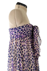 Gorgeous Spring 1977 Givenchy Runway Ad Campaign Strapless Purple Silk Chiffon Dress