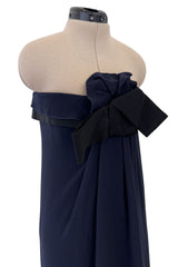 Beautiful Spring 2013 Lanvin by Alber Elbaz Deep Blue Strapless Dress w Bow Detail