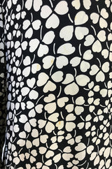 1960s James Galanos Clover & Heart Billow Sleeve Silk Dress