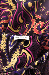 Fall 2005 Miu Miu Purple Printed Off Shoulder Semi-Sheer Dress