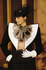 c1982-1987 Yves Saint Laurent Glossy Black Couture Boater Hat