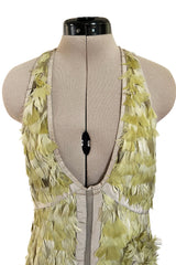 Spring 2003 Gucci by Tom Ford Rare Runway Look 27 Plunge Front Feather Mini Dress