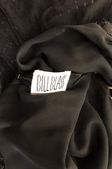 Documented Spring 1979 Bill Blass Couture Black Silk Swiss Dot Net Dress
