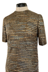 Elegant 1960s Madame Gres Haute Couture Printed & Tiered Silk Day Dress