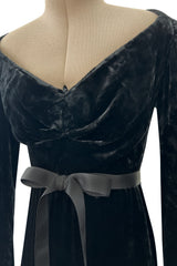 Documented Fall 1984 Christian Dior by Marc Bohan Runway Haute Couture Black Textured Velvet Dress