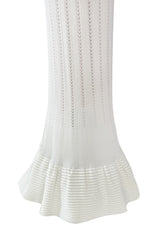 Mid 2000s Azzedine Alaia Supermodel Length White Knit w Nude Underlay Illusion Dress