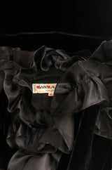 Fall 1987 Yves Saint Laurent Strapless Velvet & Silk Organza Ruffled Dress