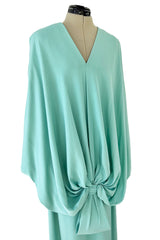 Rare 1978 Pierre Cardin Haute Couture Pale Mint Turquoise Silk Avante Garde Sack Dress