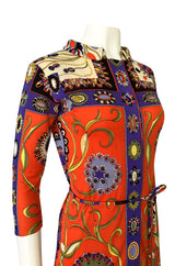 1960s Emilio Pucci Printed Silk Dress w Coppola e Toppo Tassel Belt