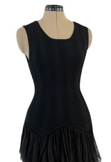 Cruise 2002 Chanel by Karl Lagerfel Cashmere Knit Dress w Silk Chiffon Ribbon Skirt