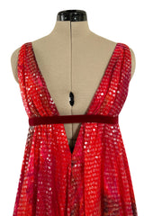 Spectacular 1960s William Travilla Plunging Sequin Covered Couture Silk Dress