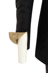 Spring 2000 Chanel Haute Couture Black Silk Taffeta Sculpted Jacket & Tapered Pant Suit Set