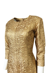 Fall 1991 Yves Saint Laurent Documented Gold Brocade Shift Dress