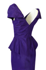 A/W 2013 Oscar De La Renta Runway Sculptural Purple Silk Dress