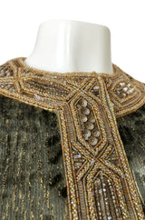 Fall 1986 Bill Blass Silk Velvet Lame Beaded Evening Strapless Dress & Jacket