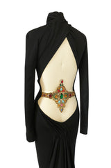 S/S 2001 Jean Louis Scherrer Haute Couture Backless Jewelled Runway Dress