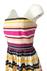 Spring 2016 Salvatore Ferragamo Ad Campaign Striped Strapless Dress