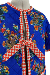 Rare 1971 Marion Foale and Sally Tuffin Blue Floral & Red Checked Pant Jacket & Hat Set