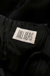 Extraordinary 1970s Bill Blass Black Cashmere Front Pocket Evening Dress