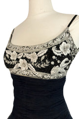 1980s Bellville Sassoon Appliqued Bodice & Princess Skirted Tulle Dress