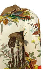 1970s Gucci Ad Campaign Flora Fauna Screen Printed Silk Shift Dress