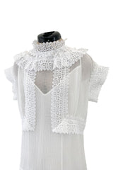 Pristine Mid 2000s Givenchy by Riccardo Tisci White Cotton Gauze & Lace Dress w Matching Underdress