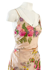 Exceptional Spring 1995 Bill Blass Runway & Book Piece Floral Silk Taffeta & Gingham Dress