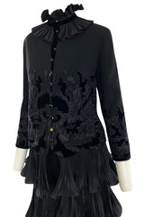 Documented Fall 1994 Valentino Haute Couture Hand Beaded & Pleated Top, Skirt & Jacket Suit Set