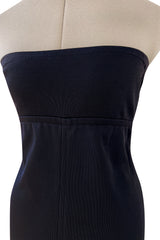 1990s Yves Saint Laurent Black Stretch Jersey Strapless Dress w Original Hang Tag