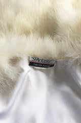 1970s Saks SFAntastic Ivory & Pale Yellow Down Feather Maxi Coat