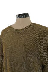 1980s Bill Blass Easy Fitting Gold Lurex Knit American Sportswear Chic Feeling Dress