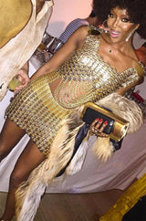 Iconic 1968 Paco Rabanne Chain Mail Dress in Silver & Gold Metal