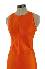 Incredible Spring 1970 Andre Courreges Cross Strap Backless Bright Sculpted Orange Dress