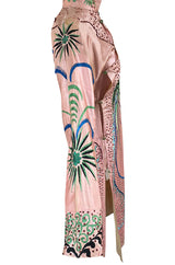 Rare Antique / 1920s Hand Embroidered & Sequinned Pink Silk Cheongsam Textile Example Dress