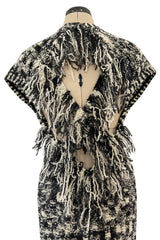Runway Fall 2011 Chanel by Karl Lagerfeld Black & Ivory Knit Dress w Fringed Open Back
