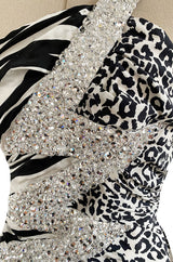 Fall 2008 Balmain by Christophe Decarnin Runway Zebra & Leopard Print Dress w Crystal Bolt