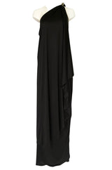 c.1981 Bill Tice Multiple Ways To Wear Black Jersey One Shoulder Dress