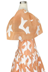 1960s Arnold Scaasi Couture Peach Silk Organza Dress w Incredible Sleeves