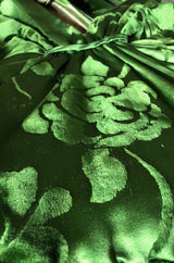 c.1955 Jean Desses Green Silk Dress w Fused Velvet Detailing