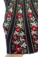 Gorgeous Fall 2000 Azzedine Alaia Documented Flared Stretch Knit Floral Pattern Skirt