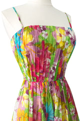 1950s Nat Kaplan Pleated Bodice Insanely Pretty Floral Print Dress