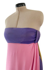 Prettiest Spring 2008 Valentino Runway Strapless Dress in Pink Yellow & Purple
