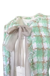 2004 Chanel Cruise Documented Mint Green Boucle & Silk Chiffon Suit