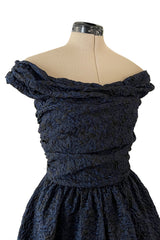Runway Fall 2019 Christian Dior by Maria Grazia Chiuri Deep Blue & Black Off Shoulder Dress