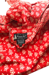 Lovely 1960s Red & White Print Indian Cotton Caftan Dress