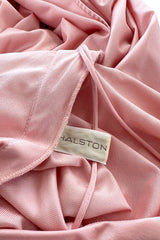 Prettiest 1978 Halston Pale Pink Pastel Nylon Jersey One Shoulder Draped Dress