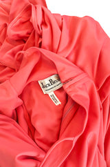 1970s Jack Bryan Layered Coral Jersey Full Length Maxi Dress