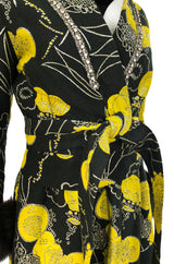 Important Fall 1970 Oscar de la Renta Ad Campaign Silk Brocade Dress